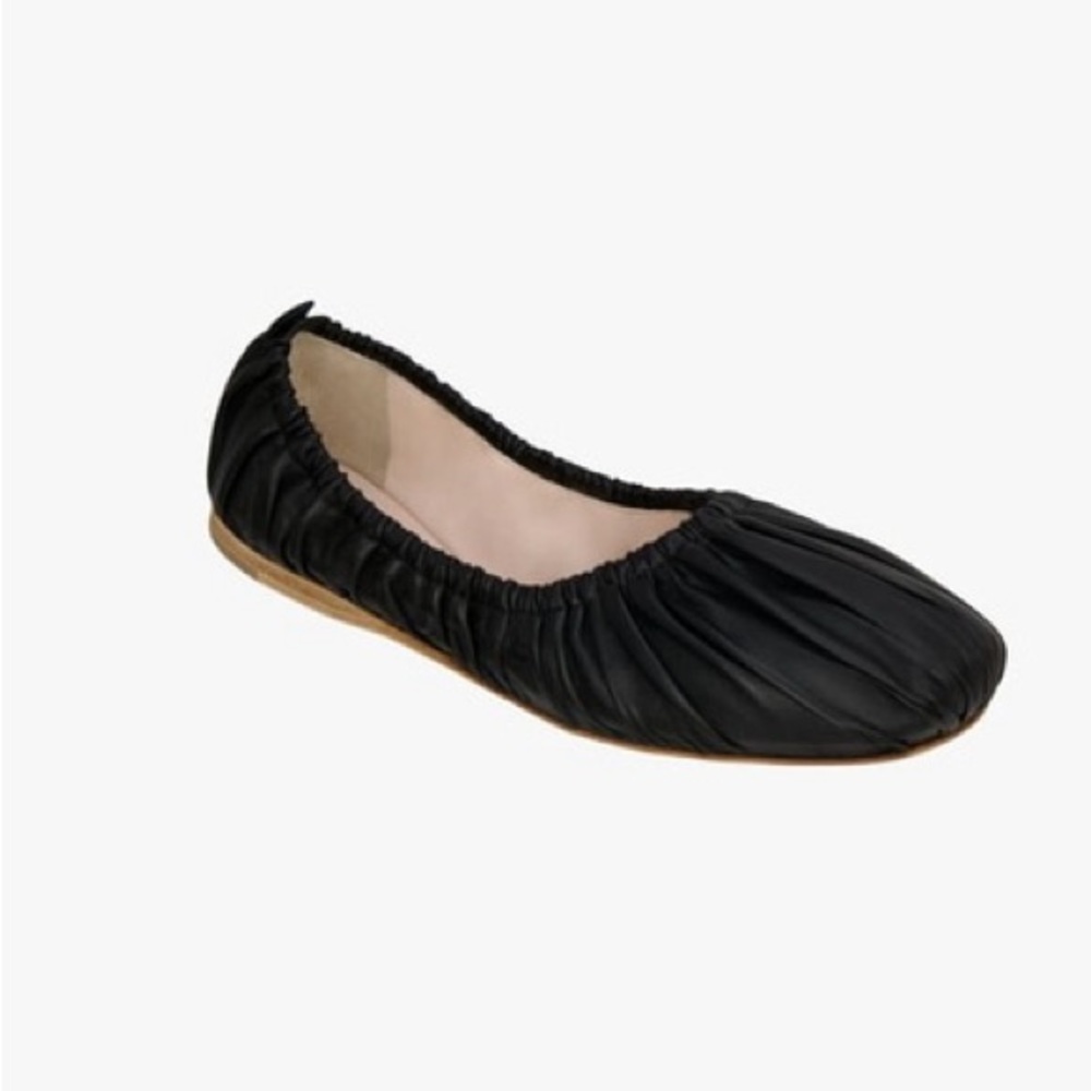 Zara pleated leather ballet flats limited edition